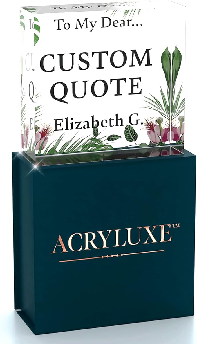 Personalized Gifts, Custom Quote Block Letter Board,Crystal-Clear Acrylic With Gift Box,17 Styles, Holiday and Christmas Gift for Mom, Dad, Girlfriend, Him or Her, Husband, Wife (4"x4, Garden)