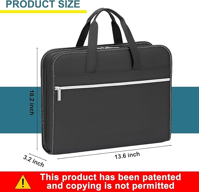 SEEKIND PU Leather Accordian File Organizer 26 Pockets, Expanding File Folder with Handle&Carrying Strap, Document Organizer File Holder for Letter Size / A4 File, for Office, School-Black