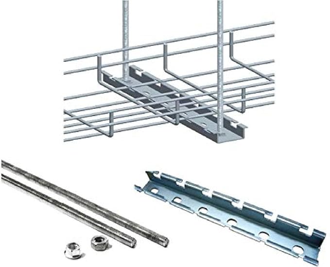 Kable Kontrol Ceiling Hanger Kits – 4” Width - Wire Mesh Tray Cable Management Rack Cords Organizer Cable Basket, Zinc Plated Steel NEC Approved for Network, Fiber Optic, Cabling Accessory