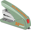 AFMAT Effortless Stapler for Desk, 50 Sheet Capacity, Low Force, Built-in Staple Remover, One Finger Touch Stapling Desktop Stapler, Portable & Space Save Size, Good for Home & Office ES10(Green)