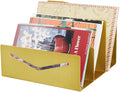 Picowe Metal Desk Mail Organizer Mail Holder, 3 Slots Letter Holder Organizer Envelope Organizer for Home Office (Gold)