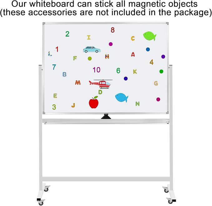 Mobile Whiteboard Magnet Dry Erase Board on Wheels Double-Sided Magnetic Portable Stand Whiteboard- 48"x36" Rolling White Boards with Easy Flip Feature