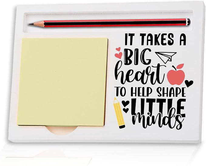 It Takes A Big Heart to Help Shape Little Minds, End of The Year Teacher Sticky Note Holder Gift, Back to School, Teacher Appreciation Week Quote Self-Stick Note Pad Holders ZBA10