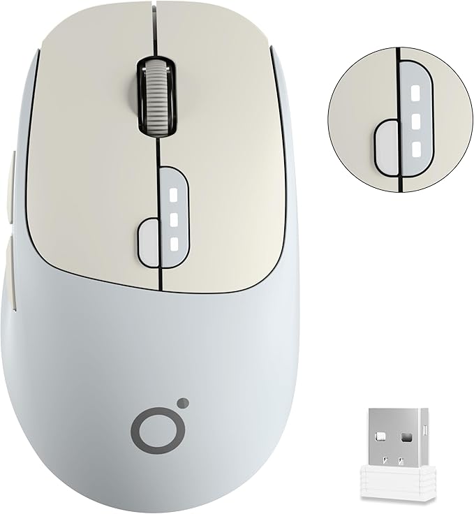 EWEADN Q5 Wireless Mouse, Bluetooth & 2.4G Quiet Computer Mouses with 1600 DPI, Battery Level Display, Ergonomic Office Mouse,6 Button Portable Cute Cordless Mice for Laptop/PC/Mac- Grey