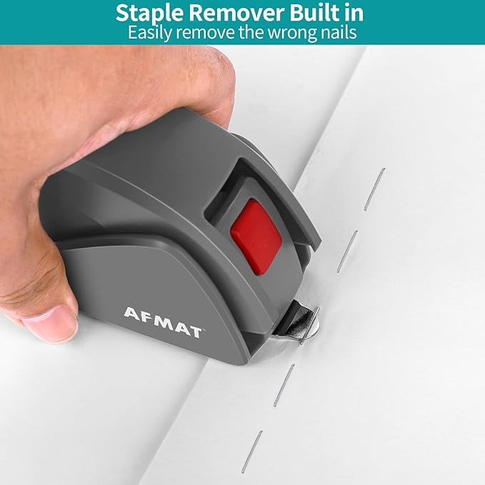 AFMAT Effortless Stapler for Desk, 50 Sheet Desktop Stapler, Ergonomic Office Staplers, One Finger Touch Stapling, Built-in Remover, Portable & Space Save Size, Good for Home & Office ES10(Gray)