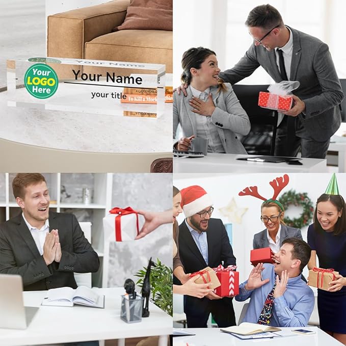 Name Plate for Desk Personalized | Office Gifts | Office Decorations for Work | Custom Your Logo Name Plates for Desks | Desk Decorations for Women Office or Occasion Gift(Logo)