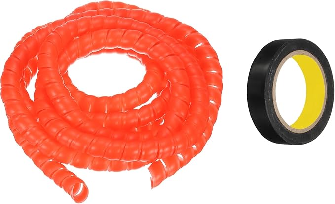MECCANIXITY Spiral Cable Wrap 9.8ft/3.0M 16mm Cable Management Sleeve PP Insulation Cord Organizer for Computer Wire Power Cable Gas Pipe Red with Tape