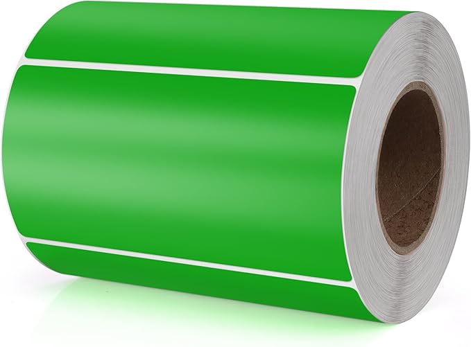 Meitaat Green Rectangle Stickers 4 x 2 Inch Color Coding Labels Vinyl Roll Self-Adhesive Waterproof Removable 500 PCS