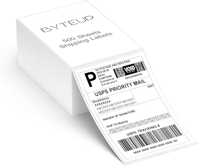 4x6 Direct Thermal Labels for Shipping, 500 Sheets Fanfold, Commercial Grade Permanent Adhesive, Compatible with Thermal Printers for Packages and Mail,Doesn't Compatible with Dymo