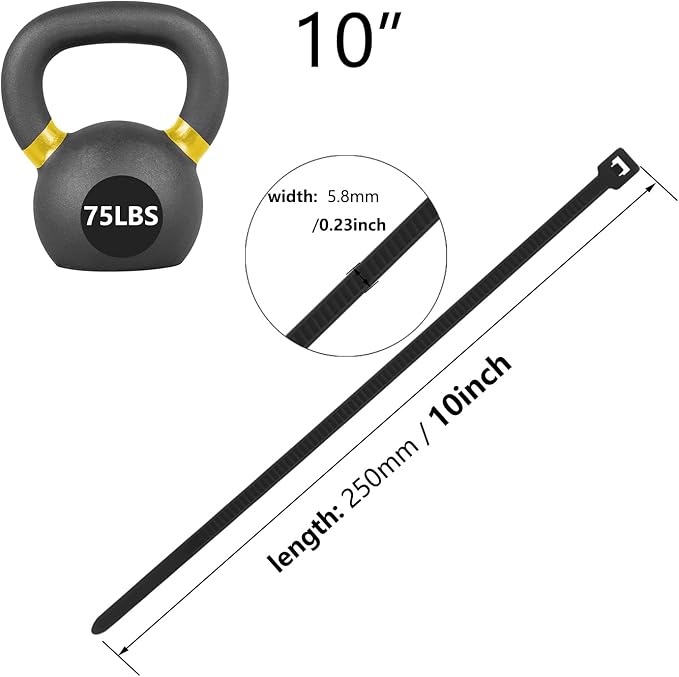 1000PCS 10 inch Black Zip Ties 75LBS Tensile Strength Self-Locking heavy duty UV Resistant Cable Tie Wraps for indoor and outdoor use(Black)