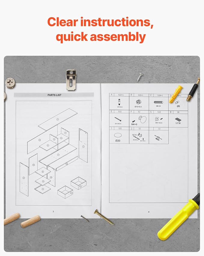 VEVOR 3-Tier Desktop Bookshelf, 37" x 10" x 31.1" Office Storage Rack, Modern Style, Melamine Finish, Heavy Duty, 3 Shelves, Large Capacity, Easy Assembly, Wall Mountable, White