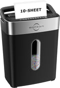 Bonsen 10-Sheet Cross Cut Paper Shredder for Home Office, P-4, Portable Handle, 4 Gallons Bin, Paper and Credit Card Shredder, Black (S3201 New Version)
