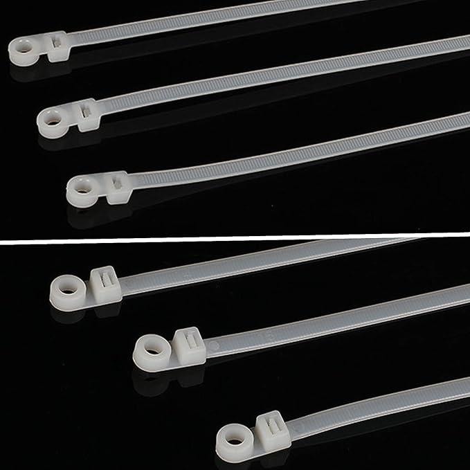 Zip Ties with Screw Hole 150 Pcs, 6 inch 48lbs Electrical Cable Ties Straps, Mount Head Plastic Ties Multipurpose Heavy Duty Nylon Zip Tie for Indoor & Outdoor (6", White)