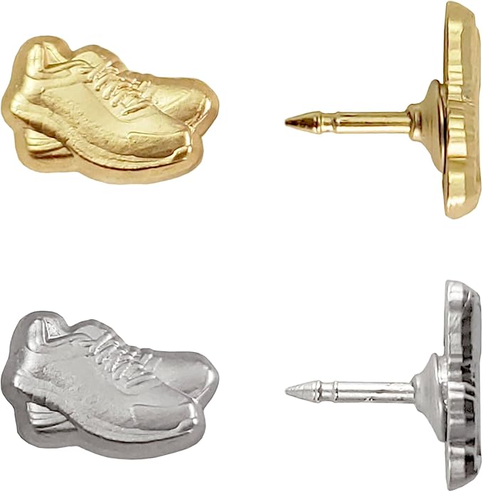 Sneaker Push Pins - Gold Running Shoe Pins - for Cork Board, Maps, or Lapel Pin Use - Designed in USA - Set of 4