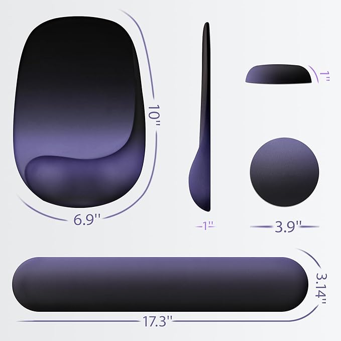 Ospelelf Wrist Rest for Keyboard and Mouse Ergonomic Mouse Pad with Wrist Support Memory Foam Wrist Rest for Computer Keyboard,3-in-1 Gel Mouse and Keyboard Pad for Office Black Gradient