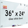 MaxGear Glass Whiteboard Wall Mounted, Frameless Magnetic Dry Erase Board, Tempered Glass, Steel-Backed, Non-Porous Smooth Surface, Floating Design, Accessories Included, for Office Home Classroom