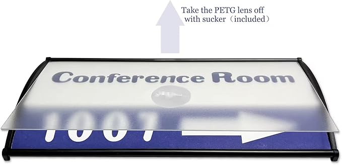 Set of 5 –Sturdy & Elegant Black Aluminum Wall Mount Name Plate Holder, Office Business Door Curved Sign Holder with Adhesive Tape, 8” X 4” - Plastic Film Included, Paper Inserts NOT Included