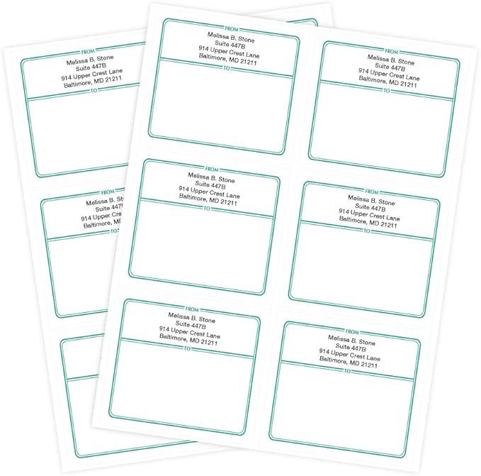 Green Double Border Personalized Shipping Labels