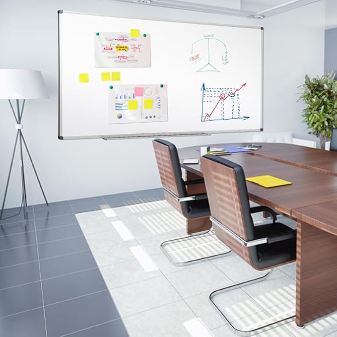 XIWODE magnetic dry erase board, wall-mounted whiteboard, 36 x 72 inches, silver aluminum alloy frame, durable, smooth surface, easy to write and clean, large writing board