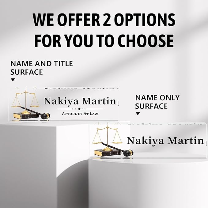 Desk Name Plate Personalized, Lawyer Name Plate for Desk, Office Desk Decor for Women & Men, Employee Appreciation Gifts Custom Office Gifts for Lawyer, MYZDA28YH0928