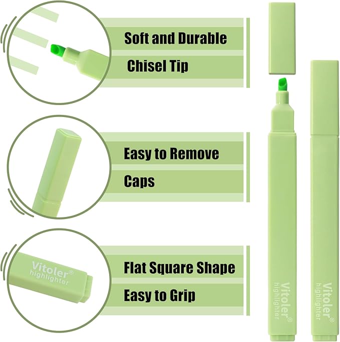 Piochoo Highlighters Assorted Colors,8pcs Bible Highlighters No Bleed Hghlighter Markers for Journaling Back to School Teacher Supplies Office Supplies