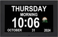 Digital Alarm Clock, Multiple Alarm Functions, Clock with Date and Week, Digital Alarm and Electronic Calendar for Seniors (Black, 10inch)