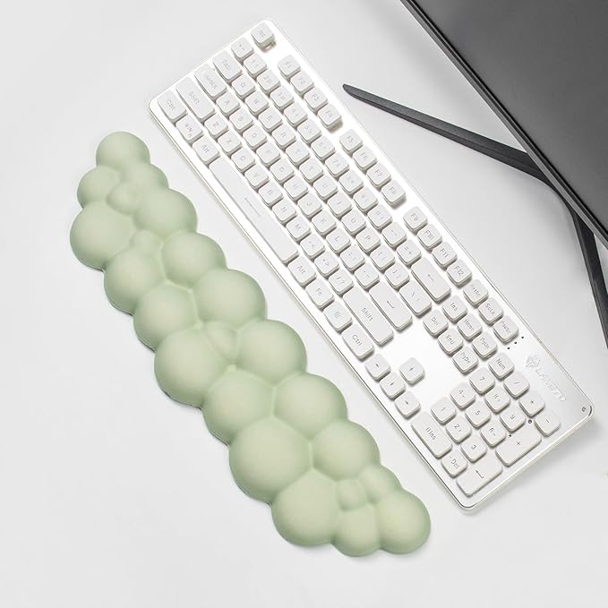 Ergonomic Cloud Wrist Rest for Computer Keyboard - Soft Memory Foam Keyboard Wrist Rest with Non-Slip Silicone Base, for Laptop, Mac, Office, Work, Gaming (Green)