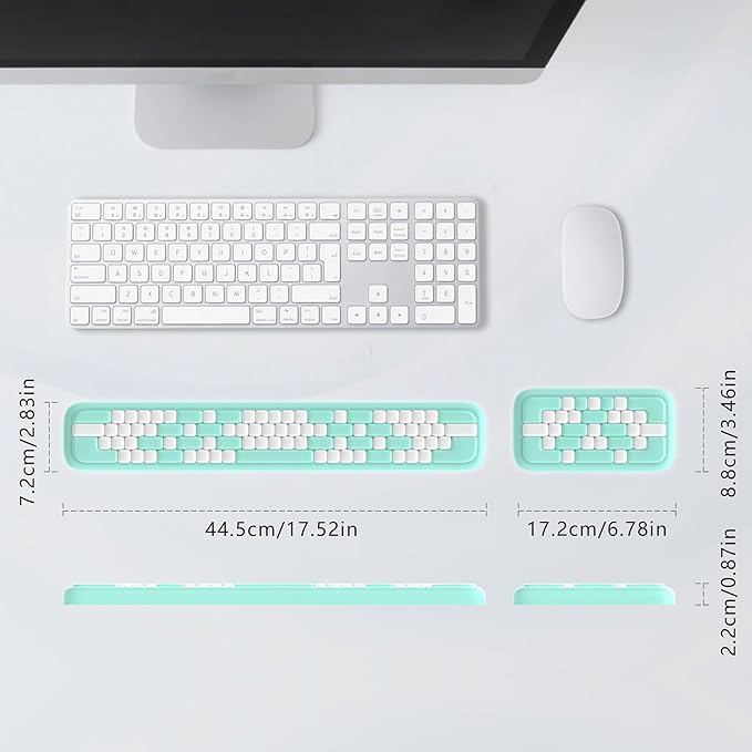 MEKASS Keyboard Wrist Rest, Ergonomic Wrist Pad, Soft Memory Foam Keyboard Hand Rest with Non-Slip Base, Easy Typing, Pain Relief, Comfort Support for Office Work Gaming Accessories (Mint White)