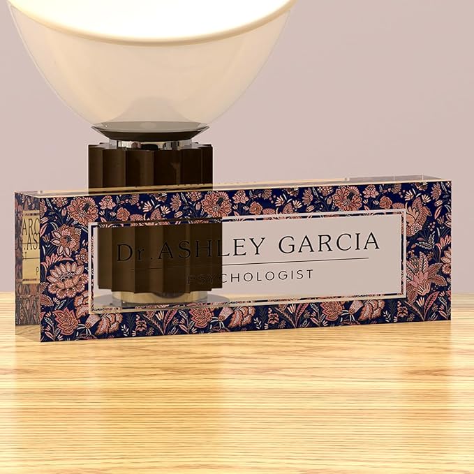 Office Desk Name Plate Personalized, Custom Name Plates for Desks on Acrylic Glass, Office Desk Decor Nameplate, Desk Accessories, Personalized Office Gift for Boss Coworkers