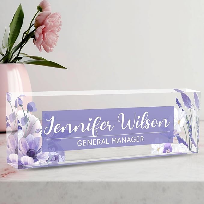Name Plate for Desk, Personalized Office Decor for Women and Men, Acrylic Accessories, Employee Appreciation Gifts for Boss, Manager, Teacher, Nurse