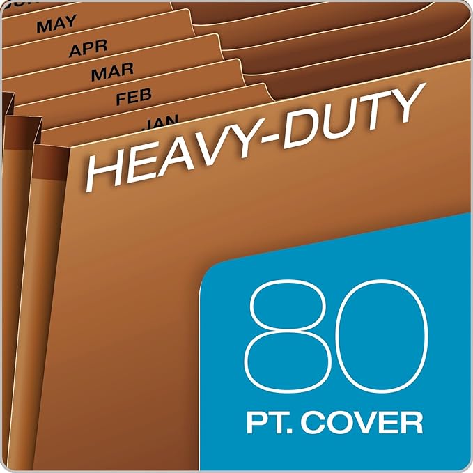 Globe-Weis PFXR217MHD /Pendaflex Heavy-Duty Expanding File, Open Top, 12 Pockets, Monthly Index, Letter Size, Brown (R217MHD)