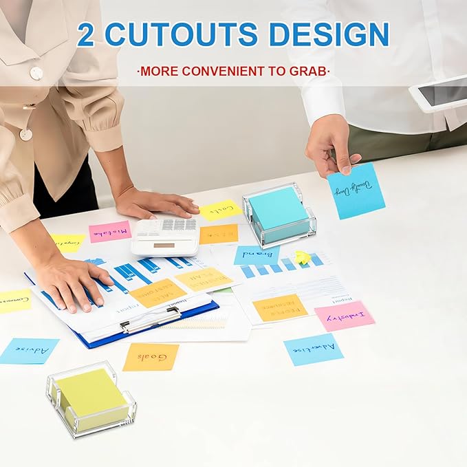 WINFFOR Acrylic Notepad Holder Dispenser - 3x3 in Sticky Note Memo Holder for Desk Organizer (W/O Pads) Office Desk Accessories School Supplies, Crystal Clear