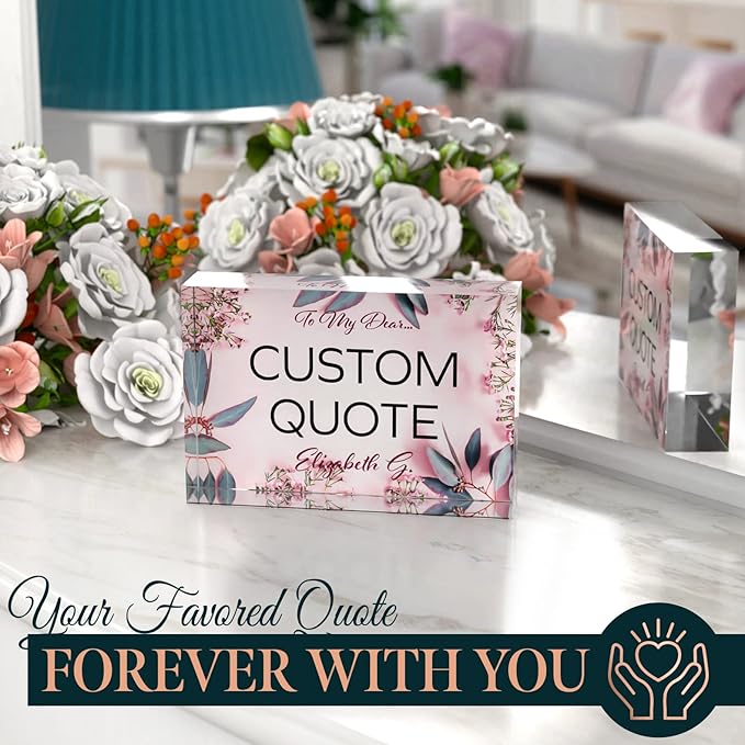 Custom Acrylic Sign Personalized, Custom Desk Name Plate, 18 Styles, (4"x6"), With Gift Box, USA Made by Acryluxe. (Glowing)