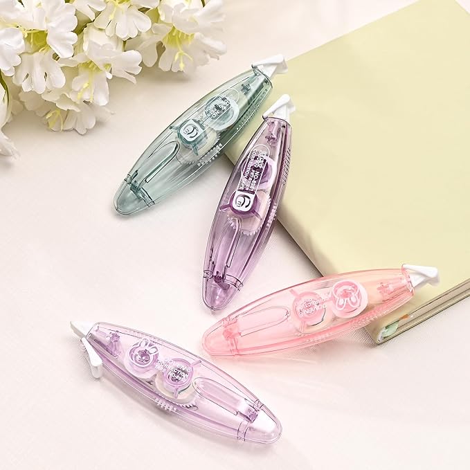 BAYTORY 8 Pcs White Correction Tape, Aesthetic Pull Out Tape 0.2" x 236" for Instant Corrections and Easy to Use Applicator, Correct Wrong Writing for Teacher & Classroom supplies (Pastel)