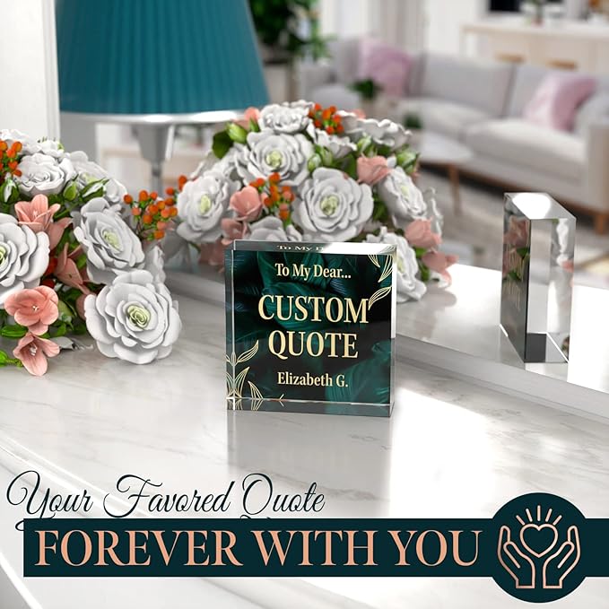 Custom Acrylic Sign Personalized, Custom Desk Name Plate, 18 Styles, (4"x4"), With Gift Box, USA Made by Acryluxe. (Luxurious)