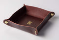 USA Handmade Premium Leather Valet Tray, Folds Flat! Dice Rolling Basket and Organizer with Brass Rivets (Burgundy, Medium)