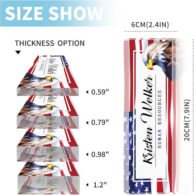 Name Plate for Desk, Desk Name Plate Personalized, Office Decor for Women Men, Acrylic Desktop Accessories, Office Appreciation Gifts for Boss Social Workers Teacher Employee Nurse (Flag B)