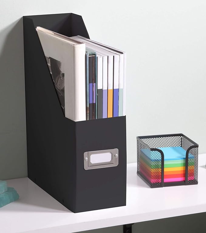 Snap-N-Store Fiberboard Magazine File with PVC Laminate, 12.25 x 3.88 x 9.75 Inches, Black (SNS01565)