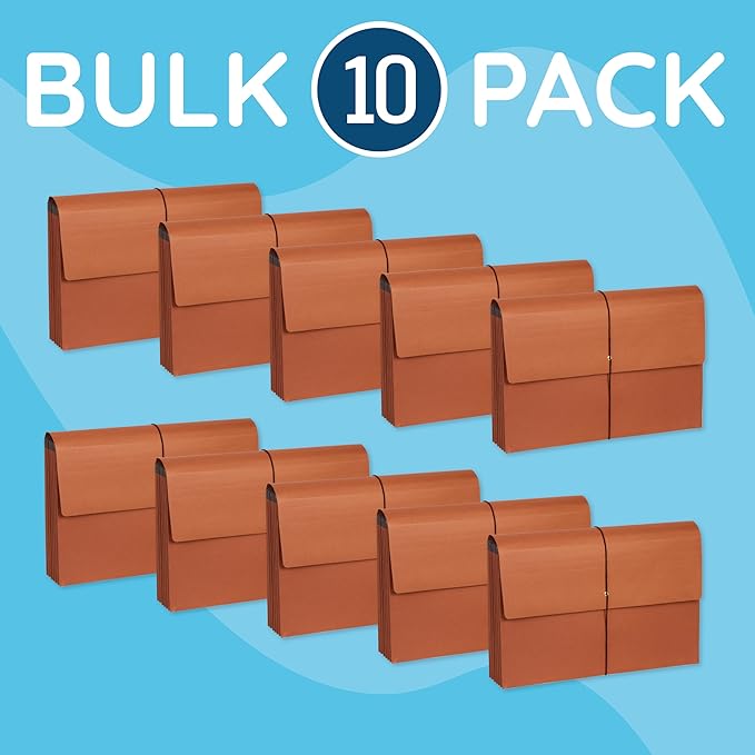 Blue Summit Accordion File Wallet with Flap and Cord Closure, Letter Size, 3.5” Expansion – 10 PackExpanding Accordion File Wallet, Letter Size, 3.5” Expansion, 10 File Wallets