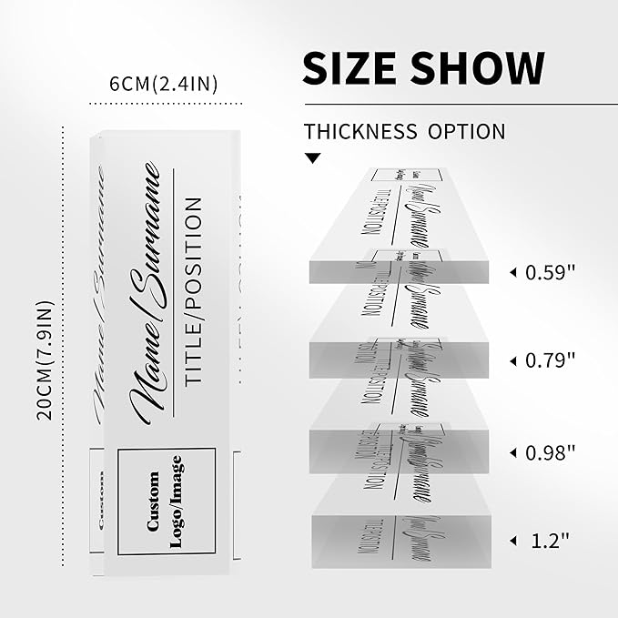 Personalized Office Name Plate, Custom Logo/Photo, Name Plate for Desks, Office Desk Decorations Gift for Women Men, Acrylic Desk Name Plate for Teacher Coworkers Staff Boss (Transparent Logo)