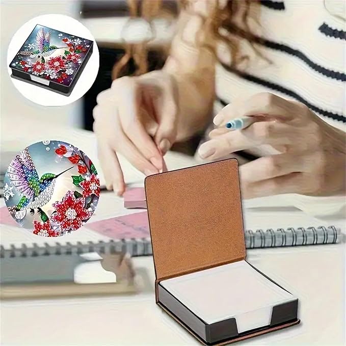 Diamond Painting Kit Note Box,Memo Paper Storage Box Diamond Art,Sticky Note Holder Diamonds Art,Diamonds Painting Memo Pad For Office Desk. (Bird)