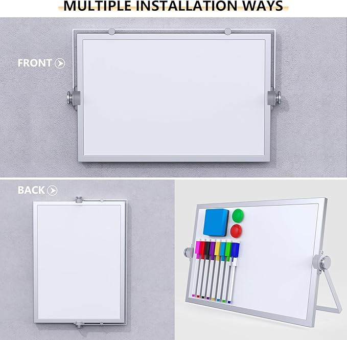 Small Dry Erase White Board, Magnetic Desktop Whiteboard with Stand, Dry Eease Board Mini Easel Double Sided on Table Top with Holder for Kids Drawing, Teacher Instruction