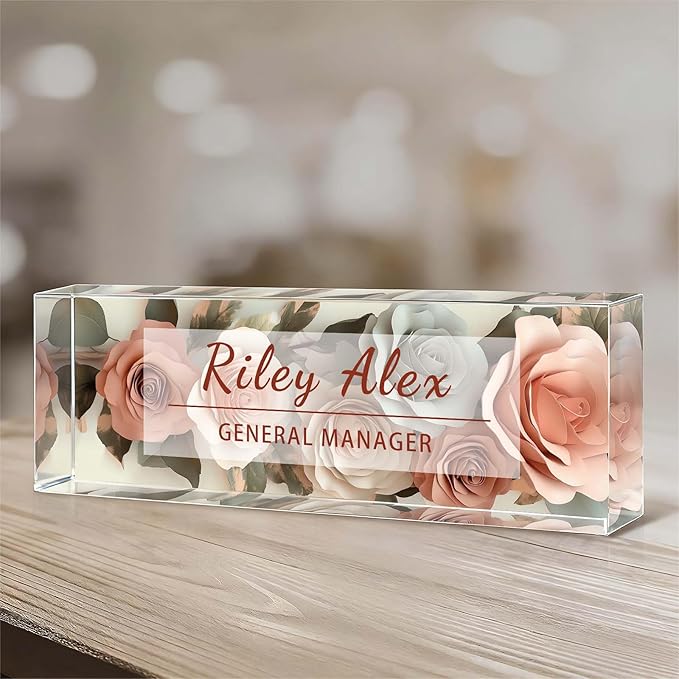 Custom Name Plate for Desk, Acrylic Name Plate Office Desk Decor for Women, Coworkers, Teacher, Employee Appreciation Gifts (S14)