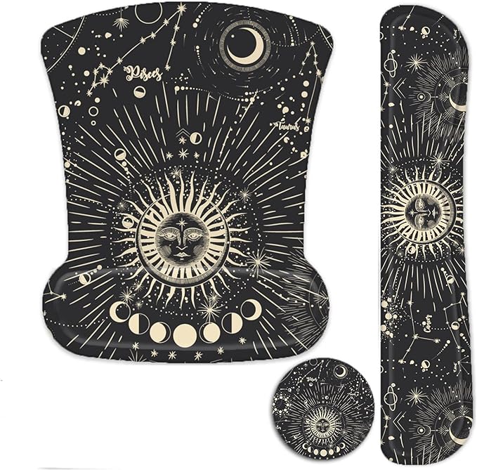 LATEEFAH Mouse Pad with Wrist Rest, 3-in-1 Gaming Mouse Pad, Keyboard Wrist Rest, Ergonomic Memory Foam Mousepad with Wrist Support for Computer Keyboard