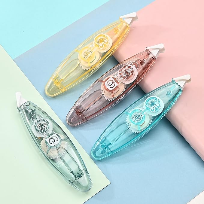 BAYTORY 8 Pcs White Correction Tape, Aesthetic Pull Out Tape 0.2" x 236" for Instant Corrections and Easy to Use Applicator, Correct Wrong Writing for Teacher & Classroom supplies (Pastel)