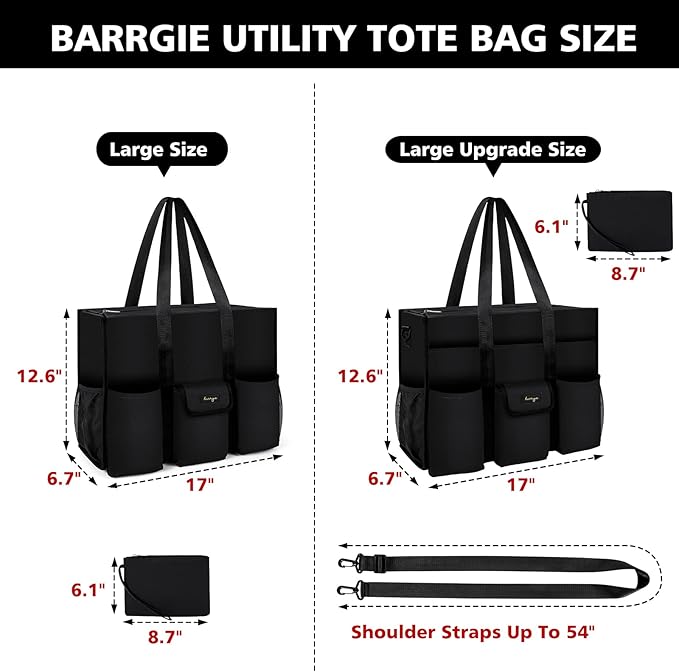 Utility Tote - Water Resistant with 19 Exterior/Interior Pockets - Large Women/Teacher/Work Bag