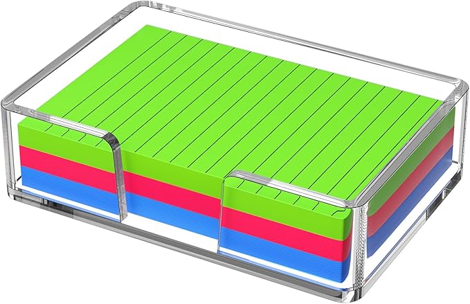 Sticky Note Holder, Crystal Clear Acrylic Notepad Holder 4x6 in Self-Stick Note Dispenser Office Desk Accessories, Memo Pad Holder Organizer for Classroom School Supplies