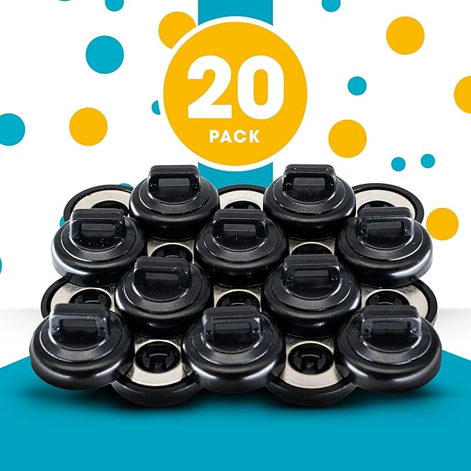 HATSBI. Multipurpose Magnetic Cable Zip Tie Mounts. Black. (20 Pack). 20 Black Cable Zip Ties Included. Cable Holder for Cable Management. Holds Standard Zip Ties/Cable Ties.
