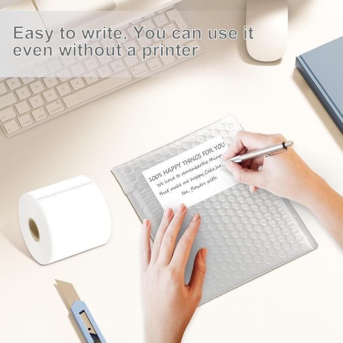 YOULAISHI 3 X 5 Inch Rectangle Sticker White Moving Labels for Boxes, 300PCS Waterproof Removable White Labels Stickers to Write on for Bar-Codes, Address, Small Business Labeling, Inventory