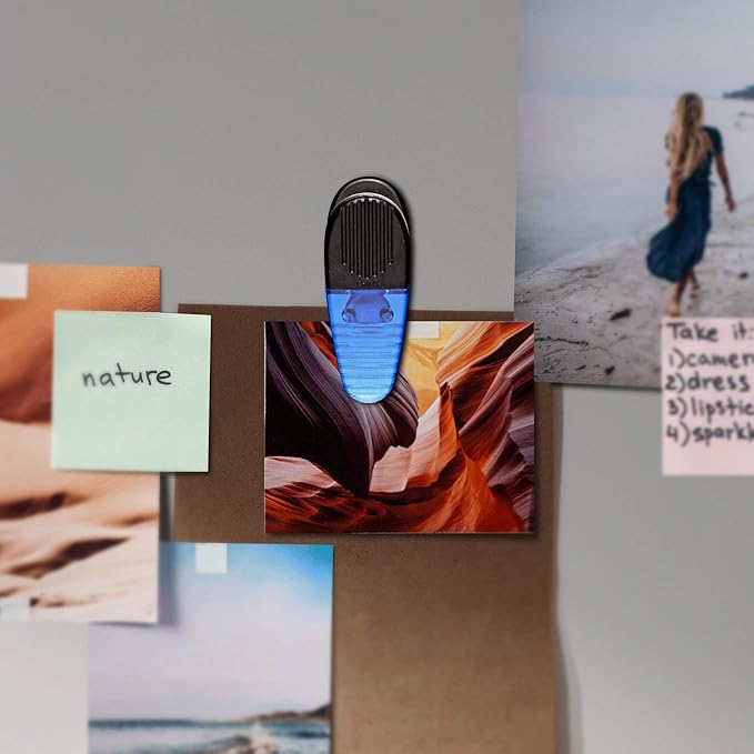 10 Magnetic Memo Holders Set - Large Clip, Plastic - TBlue